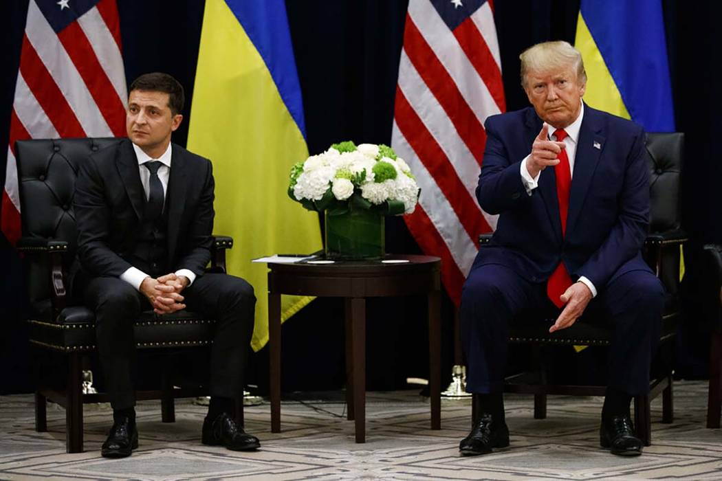 President Donald Trump meets with Ukrainian President Volodymyr Zelenskiy at the InterContinent ...