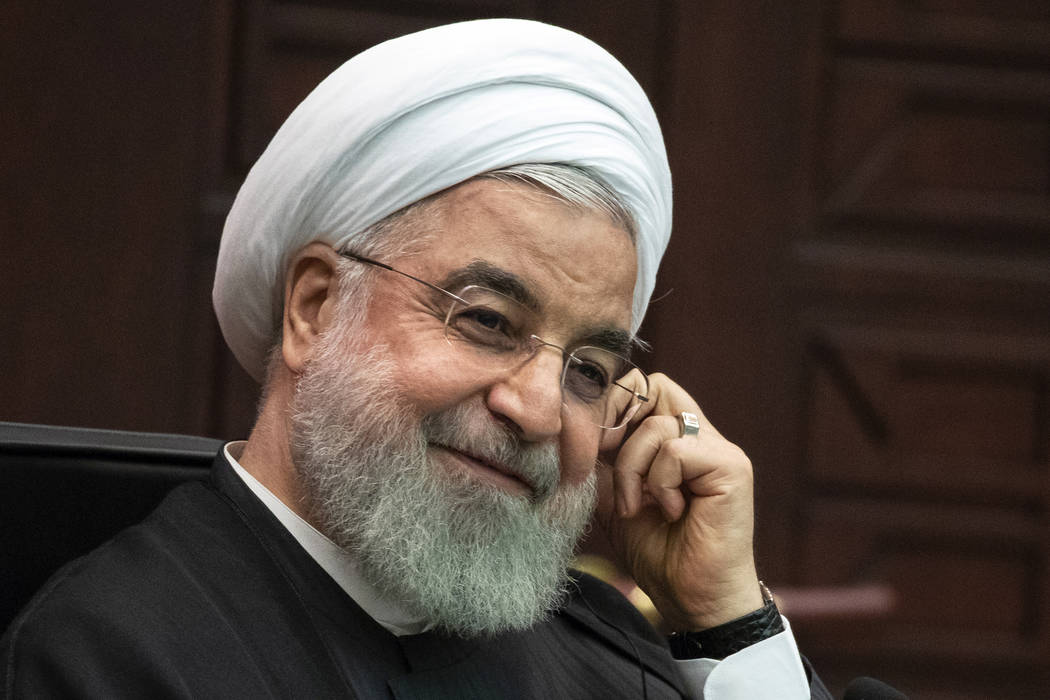 FILE - In this Sept. 16, 2019, file photo, Iranian President Hassan Rouhani attends a joint new ...