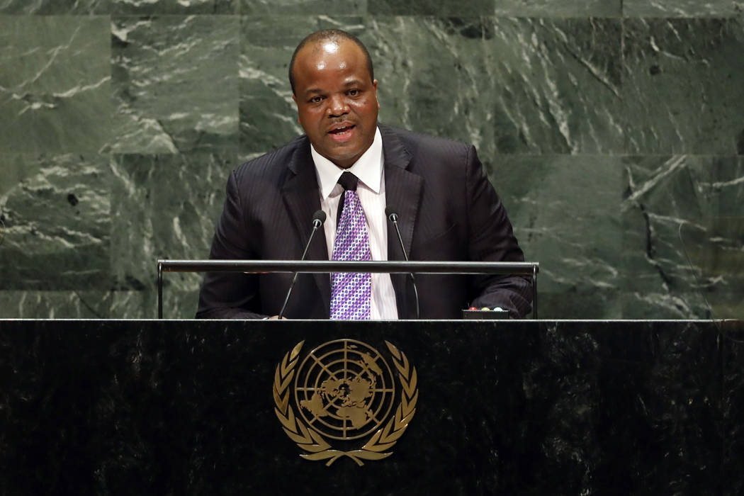 King Mswati III, of Swaziland, which now calls itself Eswatini, addresses the 74th session of t ...