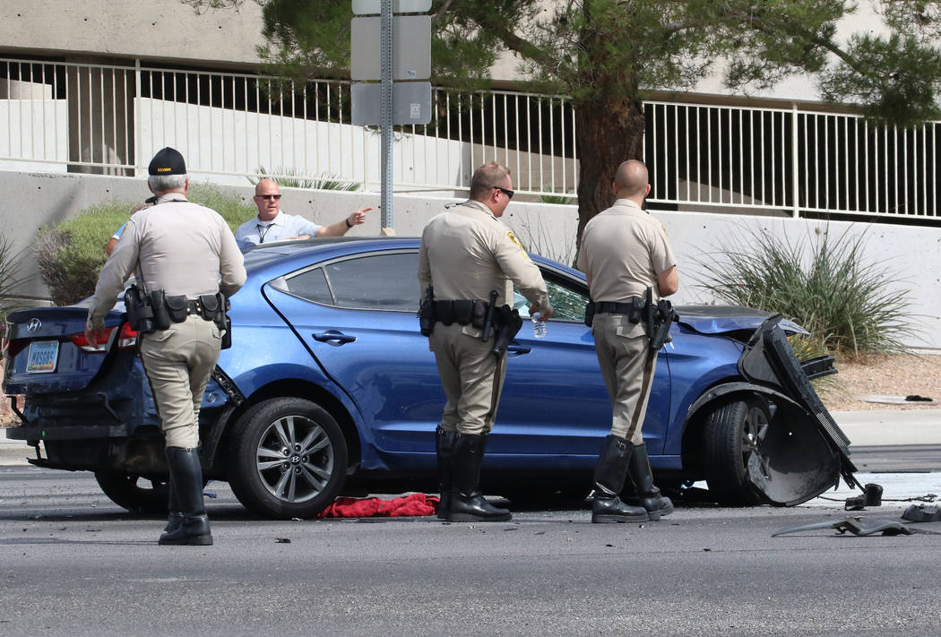 Las Vegas police investigate fatal crash at the intersection of Sahara Avenue and Steve Rigazio ...