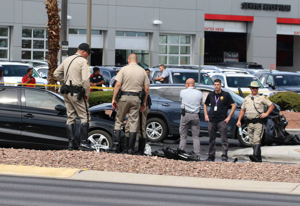 Las Vegas police investigate fatal crash at the intersection of Sahara Avenue and Steve Rigazio ...