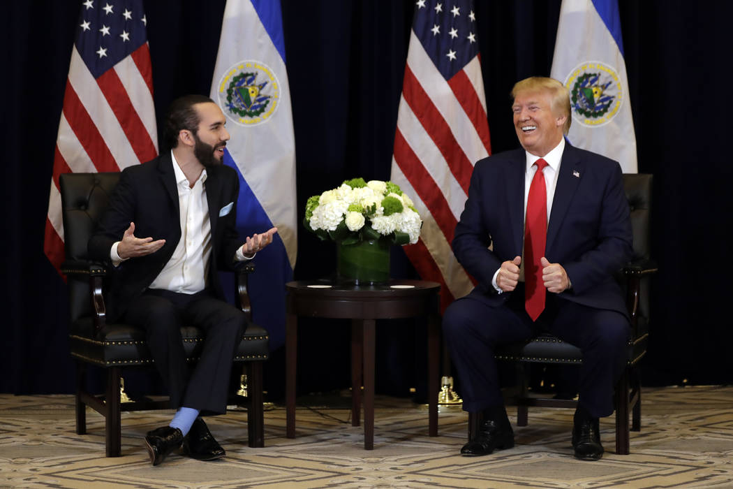 President Donald Trump meets with President Nayib Bukele of El Salvador at the InterContinental ...