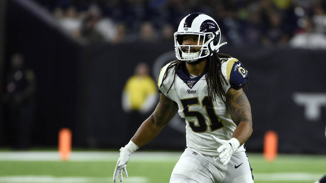 Los Angeles Rams linebacker Dakota Allen (51) lines up against the Houston Texans during the se ...