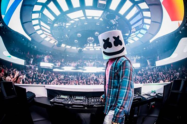 Superstar DJ Marshmello is shown at the industry night preview of Kaos Nightclub and Dayclub at ...