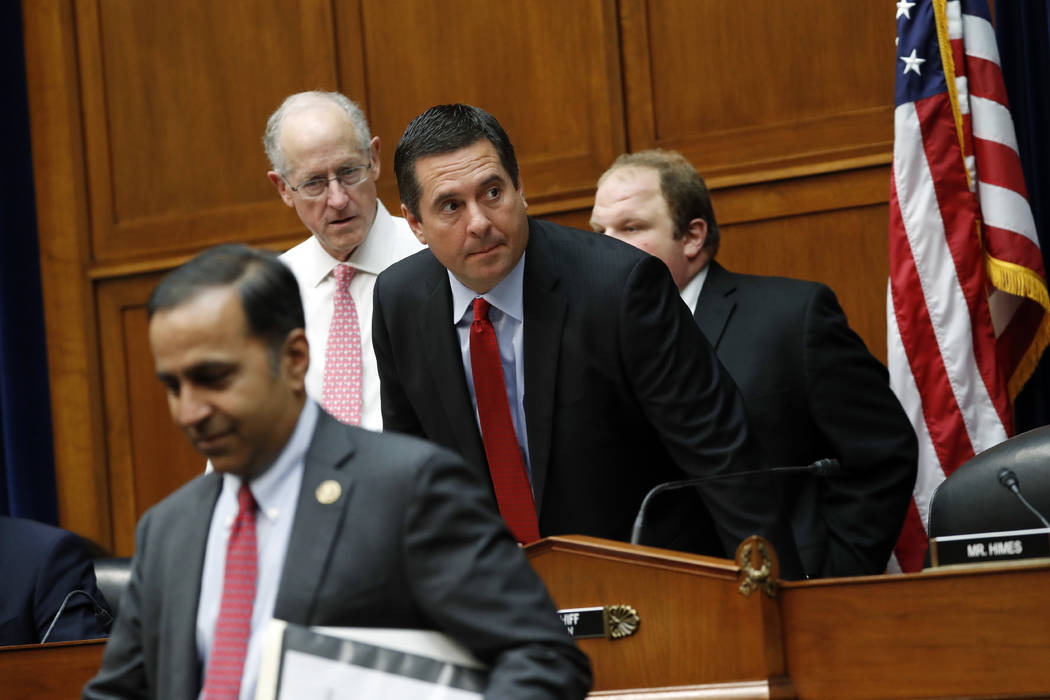 House Intelligence Committee Ranking Member Rep. Devin Nunes, R-Calif., arrives for a hearing w ...