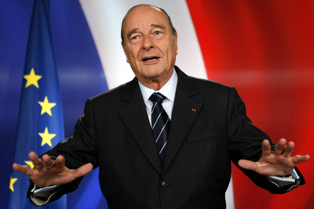 FILE - In this March 11, 2007 file photo, French president Jacques Chirac poses after recording ...