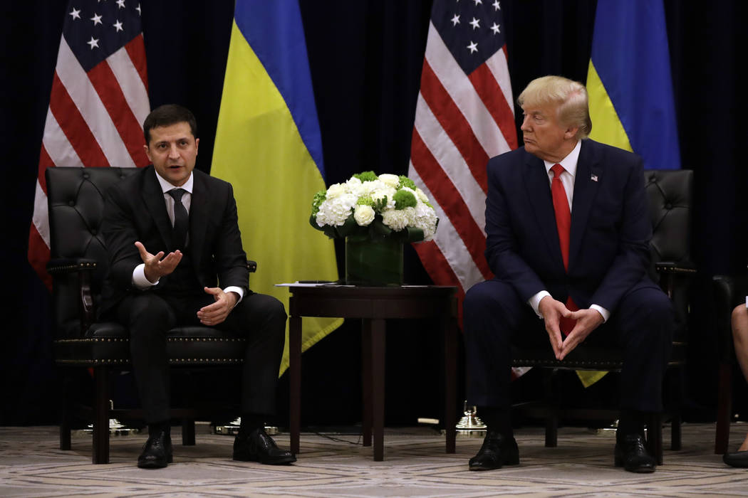 President Donald Trump meets with Ukrainian President Volodymyr Zelenskiy at the InterContinent ...