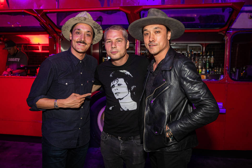 Shepard Fairey with Jonnie (left) and Mark Houston (right). (On The Record)