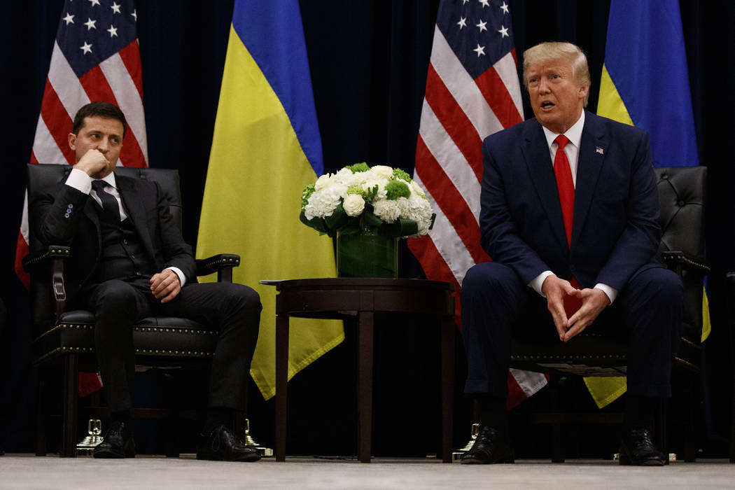 President Donald Trump meets with Ukrainian President Volodymyr Zelenskiy at the InterContinent ...