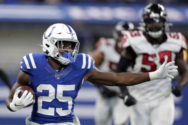 Indianapolis Colts running back Marlon Mack (25) runs during the second half of an NFL football ...