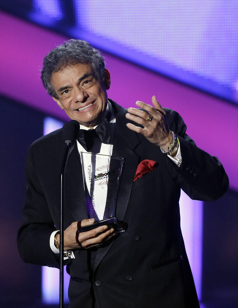 FILE - In this April 25, 2013 file photo, Jose Jose receives the Billboard Lifetime Achievement ...