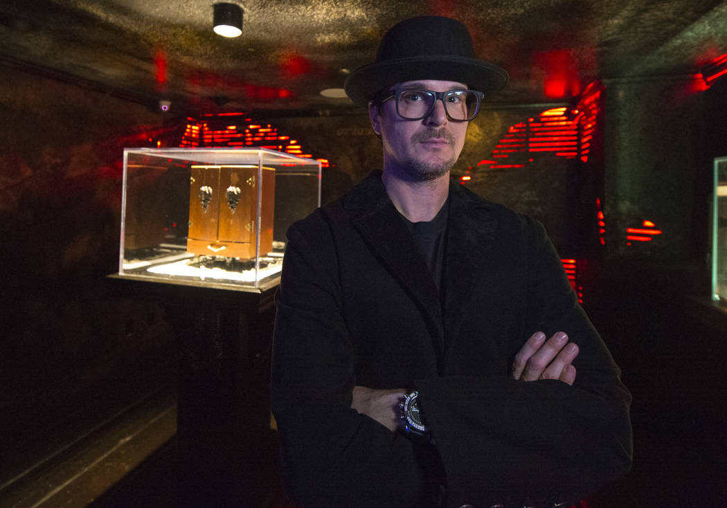 Ghost hunter Zak Bagans poses with his Dybbuk Box, known as the worldÕs most haunted objec ...