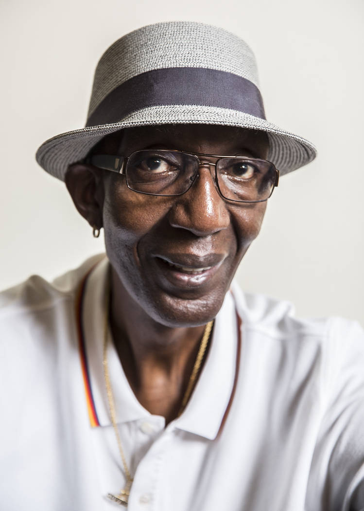 George Bell, the tallest living American, at his home in Las Vegas on Thursday, Aug. 1, 2019. ( ...