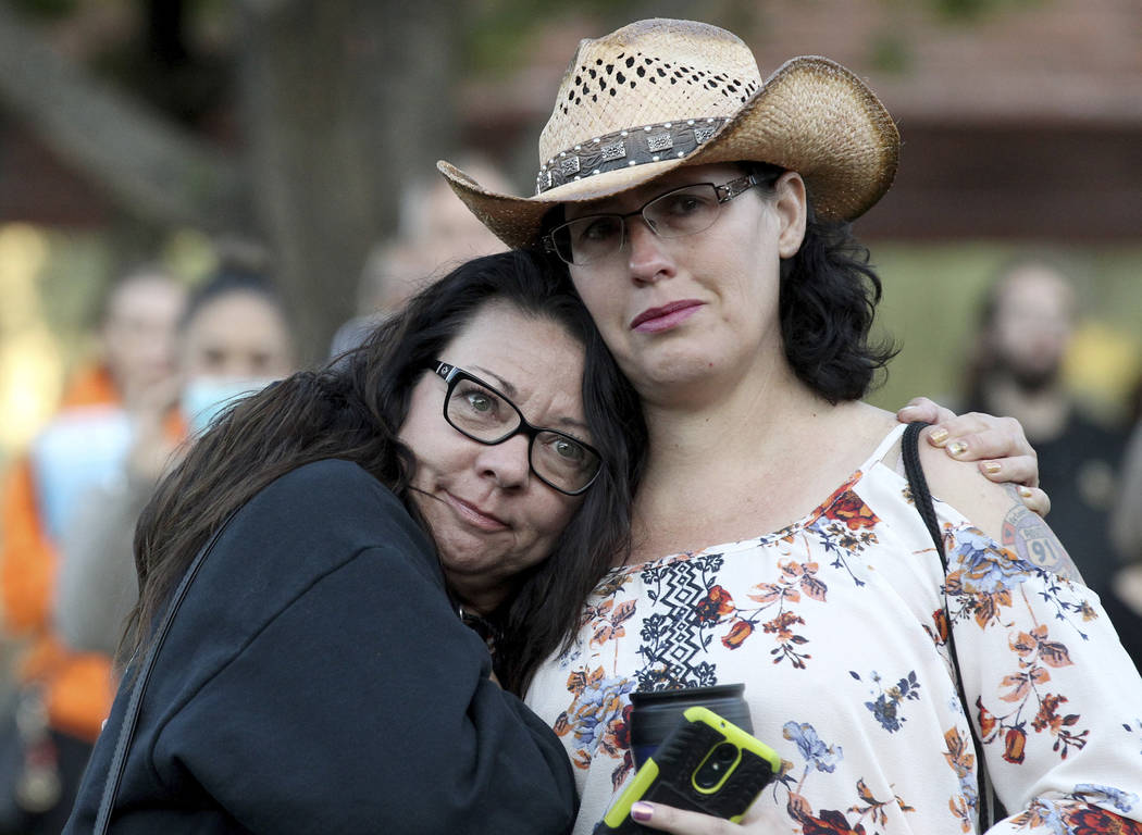 Route 91 Harvest festival shooting survivors Yvonne Justice of Las Vegas, left, and Emily Sebri ...