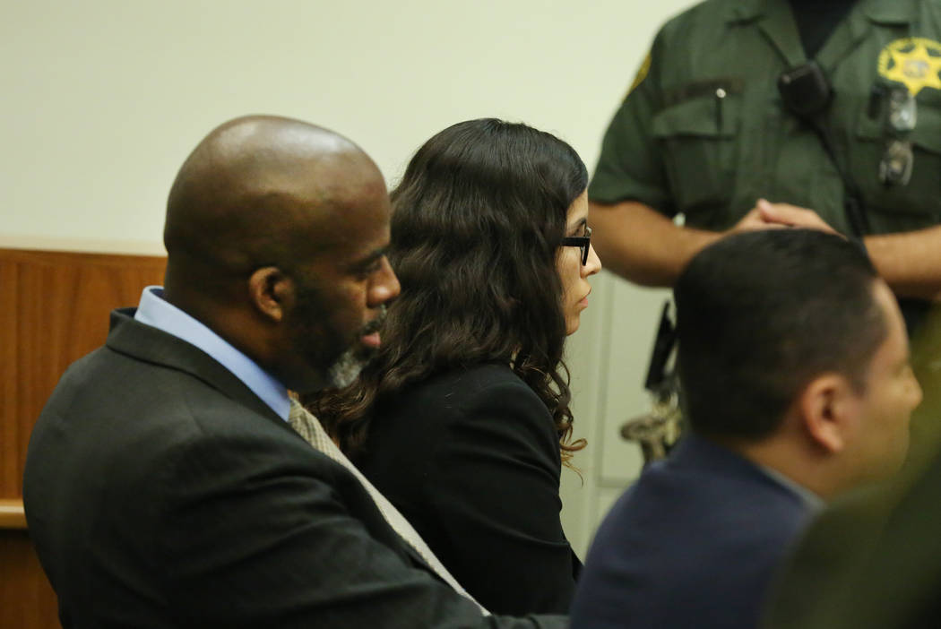 Bani Duarte, center, appears in court during her trial in Orange County Superior Court on Tuesd ...