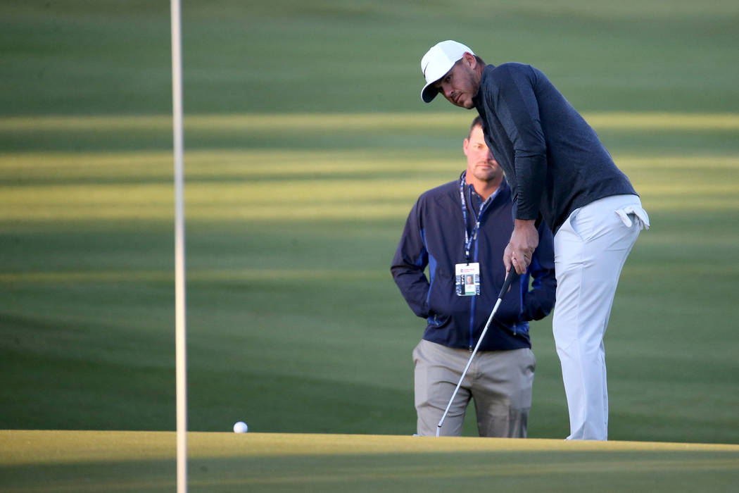 Brooks Koepka hits on the 11th green during the Shriners Hospitals for Children Open Pro-Am at ...