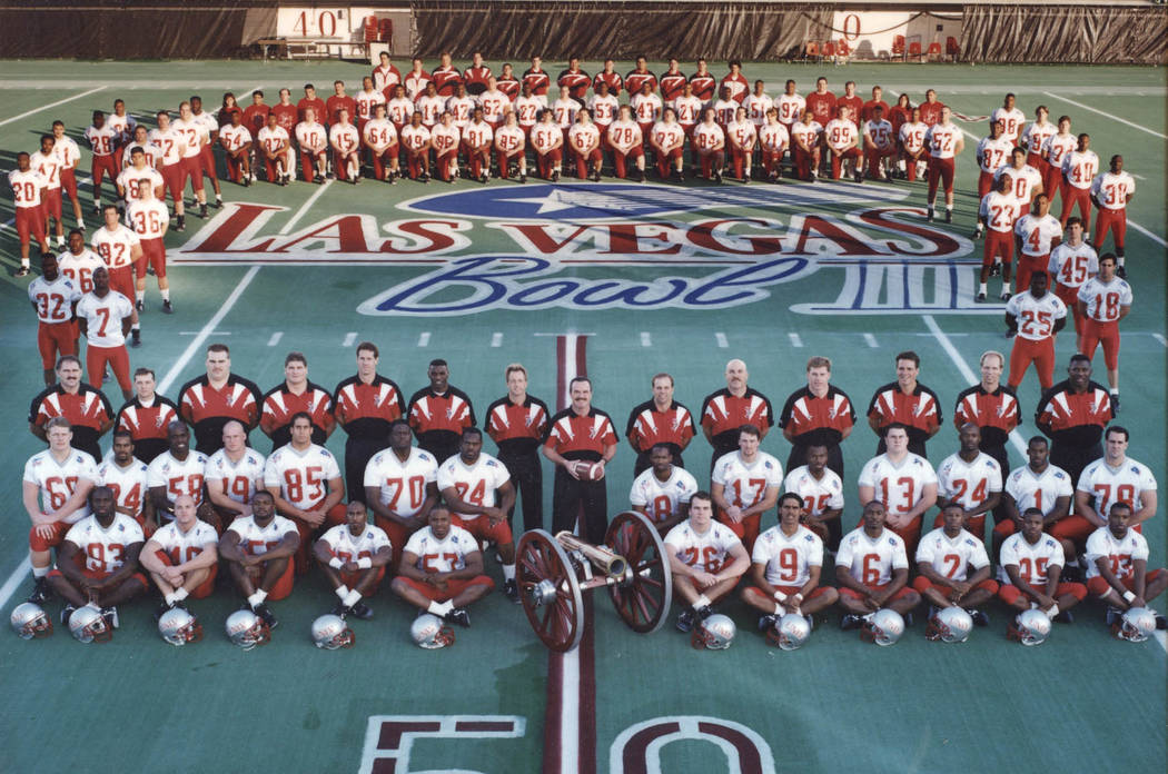 UNLV's team photo from the 1994 Las Vegas Bowl. The Rebels would beat Central Michigan 52-24. P ...