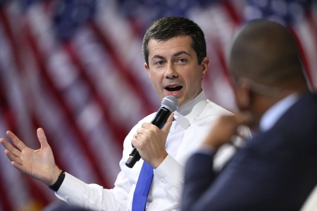 Democratic presidential candidate Pete Buttigieg speaks during the 2020 presidential gun safety ...