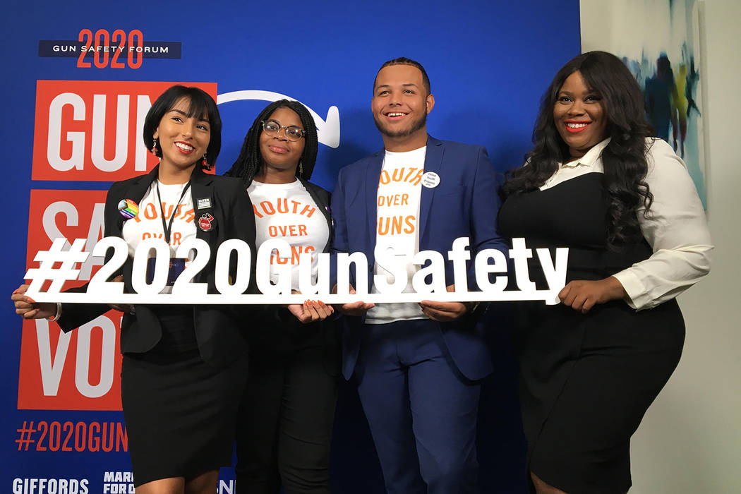 Andrea Gonzales, left, Alliyah Logan, Luis Hernandez and Shaina Harrison Show their support at ...