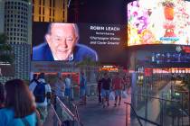 A marquee honoring celebrity columnist and “Lifestyles of the Rich and Famous” host Robin L ...