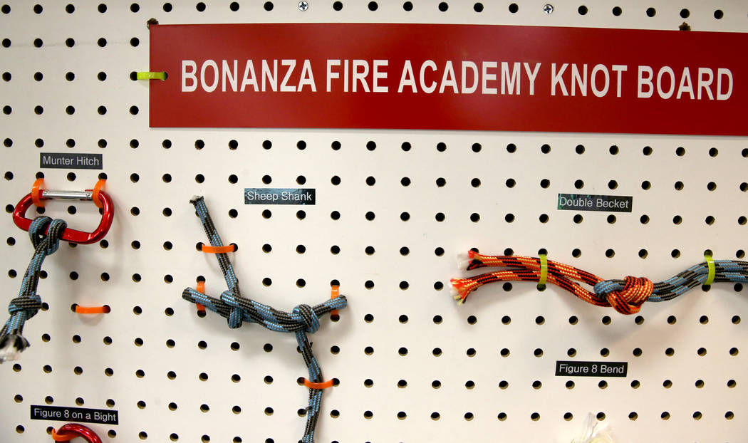 Knots at the Bonanza High School Fire Science Academy classroom Friday, Sept. 27, 2019. The Las ...