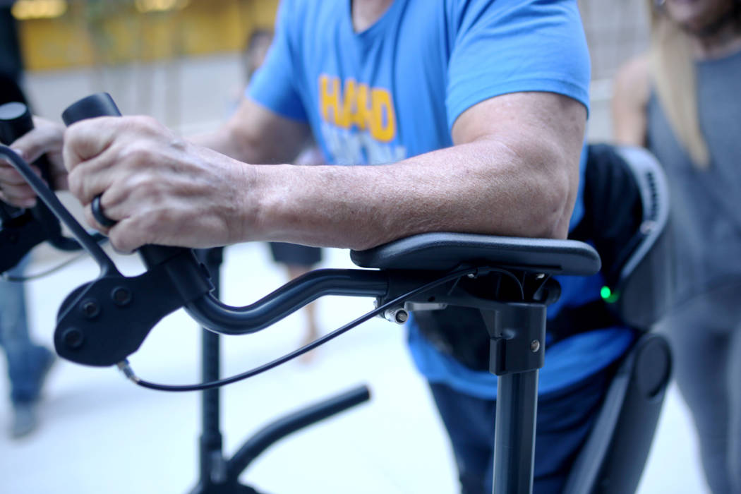 Former Army Sgt.1st Class Green Beret Vietnam veteran Mark Christianson, walks with the groundb ...