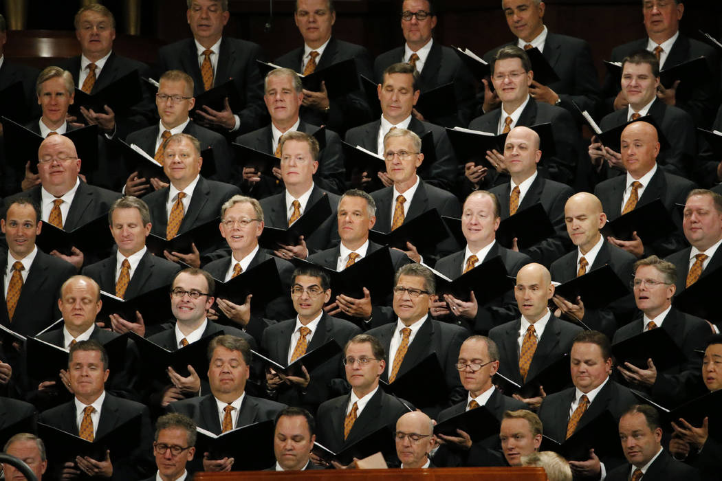 The Tabernacle Choir at Temple Square perform during The Church of Jesus Christ of Latter-day S ...