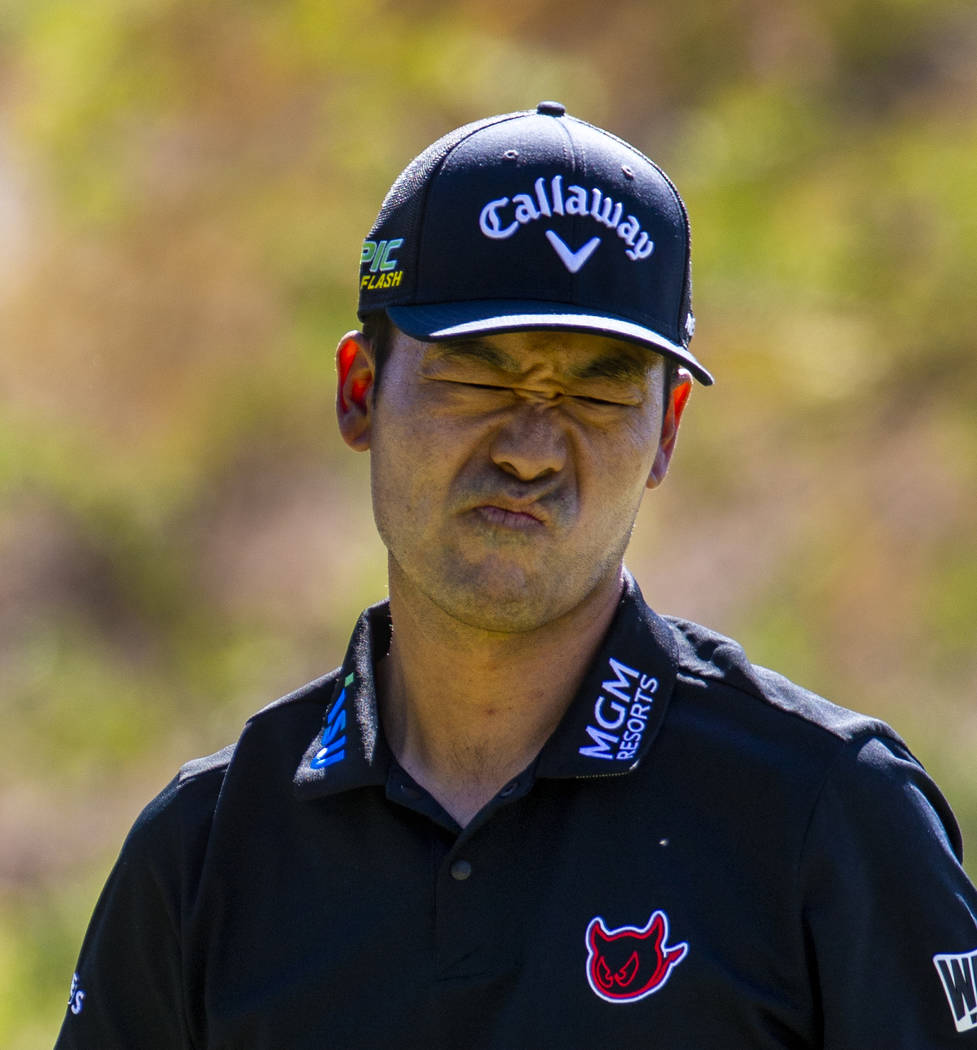 Kevin Na makes a frustrated face at hole 8 during the final round of Shriners Hospitals for Chi ...