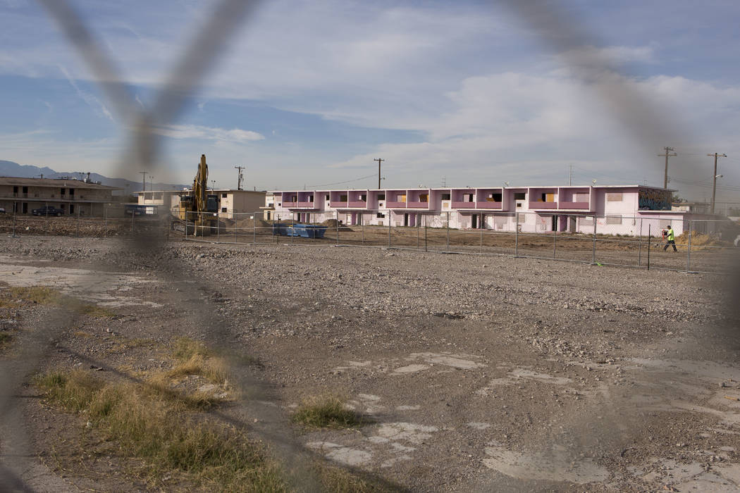 The remains of the Moulin Rouge hotel-casino in Las Vegas, Tuesday, Nov. 21, 2017. (Bridget Ben ...