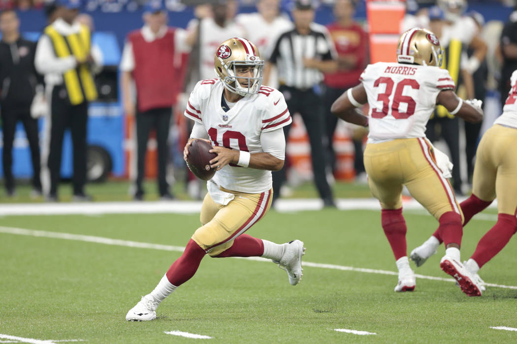 San Francisco 49ers quarterback Jimmy Garoppolo (10) in the first half of an NFL preseason foot ...