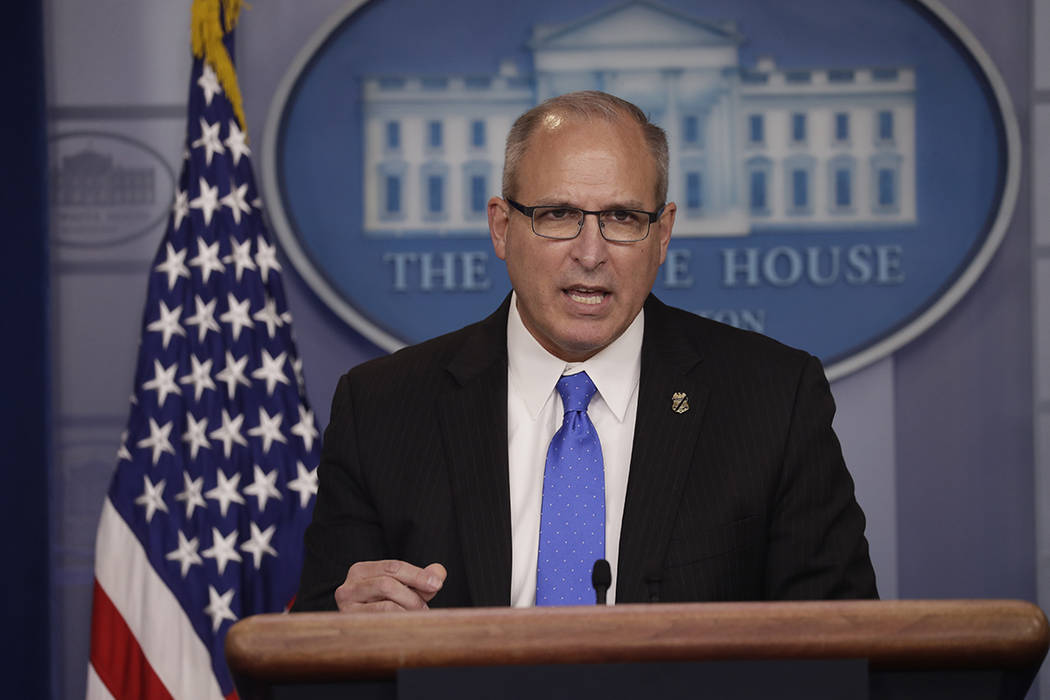 Acting Commissioner of Customs and Border Protection Mark Morgan speaks during a briefing at th ...