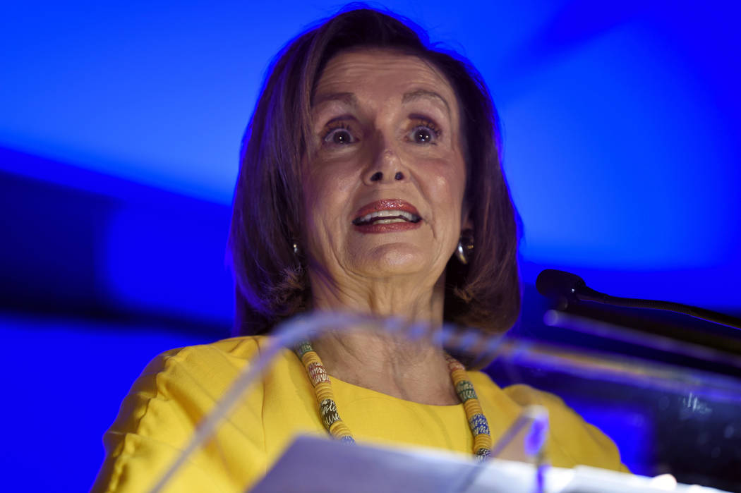 House Speaker Nancy Pelosi addresses a gathering of the South Carolina Democratic Party on Frid ...