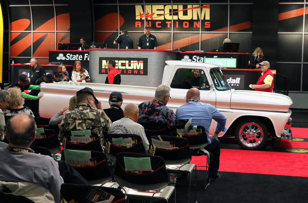 A 1966 Chevy C-10 Pickup is displayed during the Mecum Car Auction at the Las Vegas Convention ...