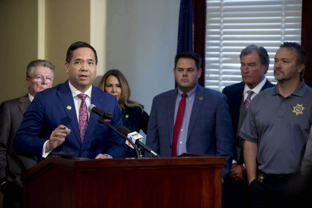 Utah Attorney General Sean Reyes talks about the case against Paul D. Petersen during a news co ...