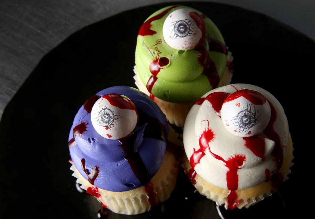 Cupcakes covered in fake blood made with corn starch and red food dye by Brittnee Klinger, a ca ...