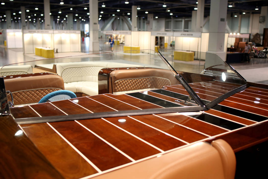 A StanCraft Hammerhead boat is displayed during a media preview of Big Boys Toys, an innovation ...