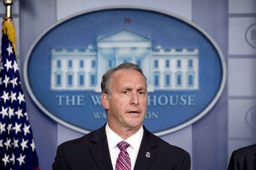 Immigration and Customs Enforcement Director Matt Albence speaks in the Briefing Room at the Wh ...