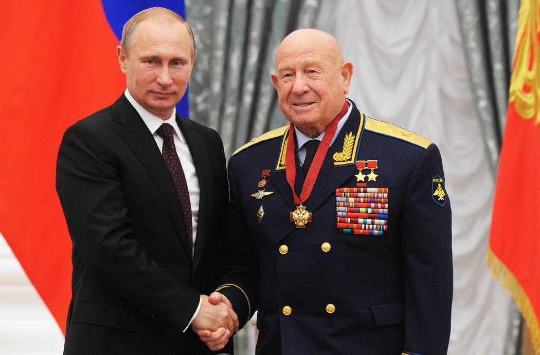 FILE - In this Friday, June 14, 2013 file photo, Russian cosmonaut Alexei Leonov, who made the ...
