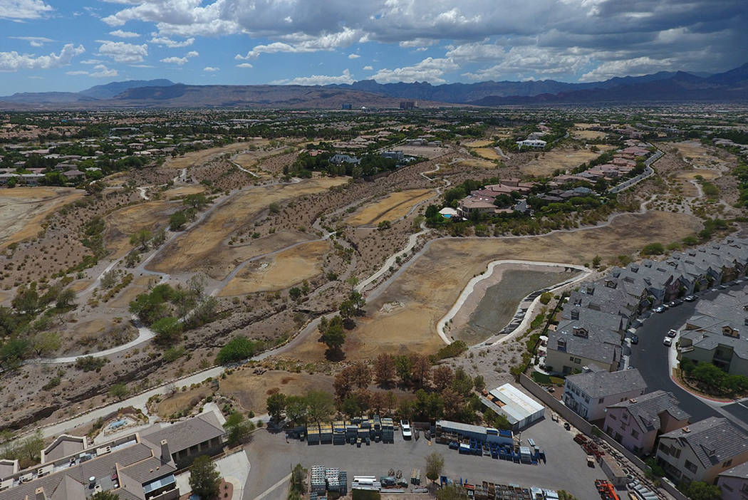 Aerial view of former Badlands golf course as seen from Alta Drive in Summerlin on Thursday, Ju ...