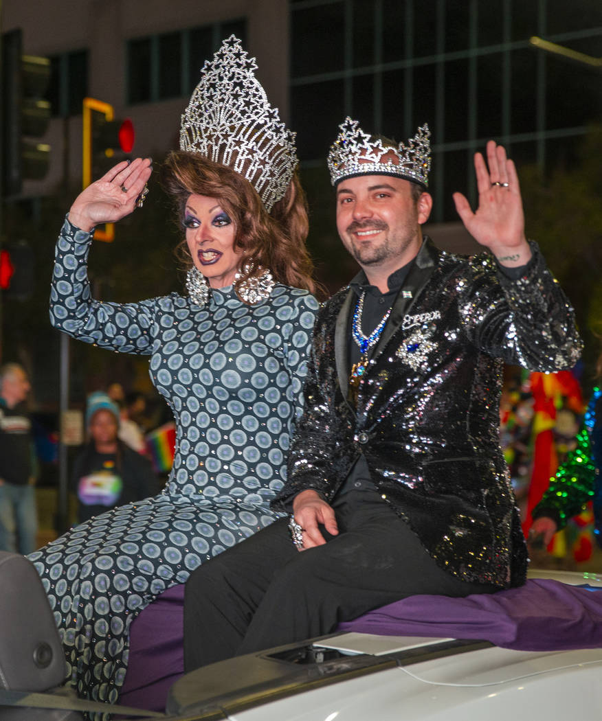 21st Empress and Emperor Taylor and Alex ride up S. Fourth Street during the annual Las Vegas P ...