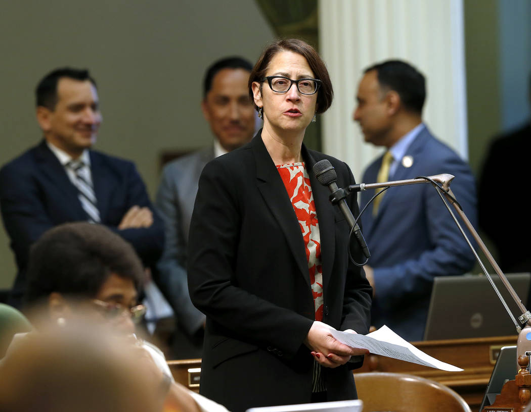 FILE -- In this May 28,2019 file photo Assemblywoman Laura Friedman, D-Glendale, urges lawmaker ...