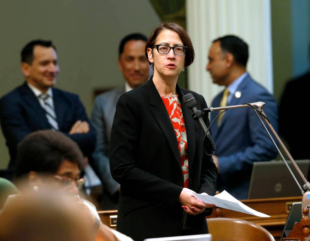 FILE -- In this May 28,2019 file photo Assemblywoman Laura Friedman, D-Glendale, urges lawmaker ...