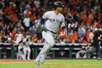 New York Yankees' Gleyber Torres rounds the bases after a run home run during the sixth inning ...
