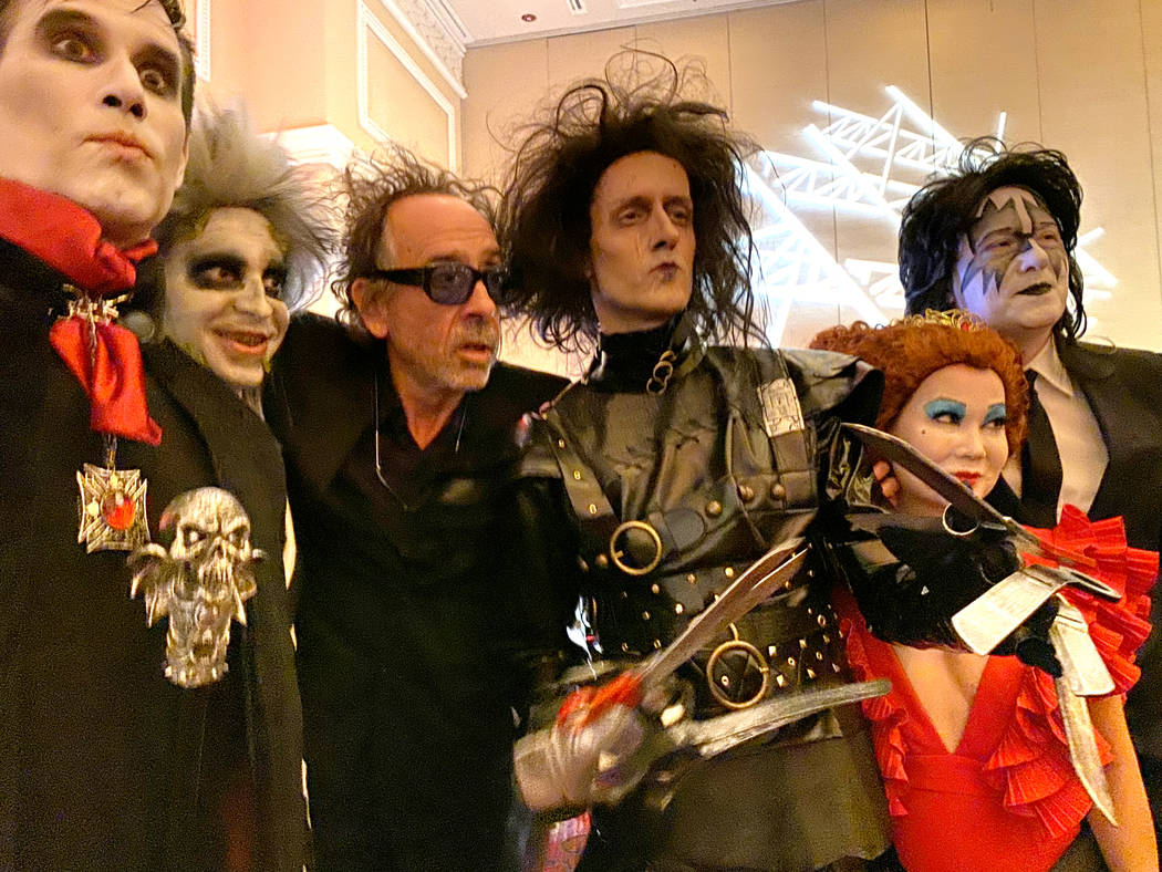 Tim Burton, third from left, poses with, from left, Gary Lewandowski of Los Angeles, Rick Decar ...