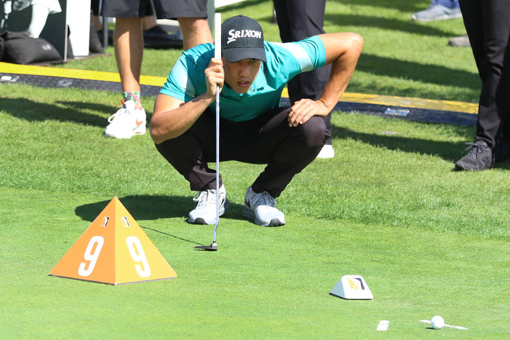 Matthew Marquez of Trinidad and Tobago, checks the line as he competes during the Major Series ...