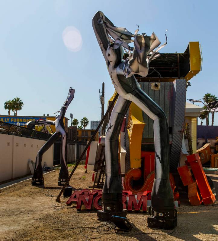 Art Dancers piece by Tim Burton in his Lost Vegas art exhibition at the Neon Museum on Monday, ...