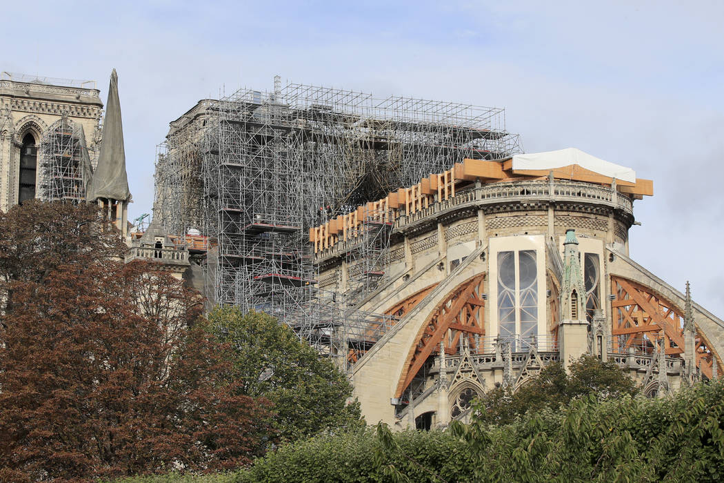 Notre Dame cathedral is pictured Tuesday, Oct. 15, 2019, in Paris. French Culture Minister Fran ...