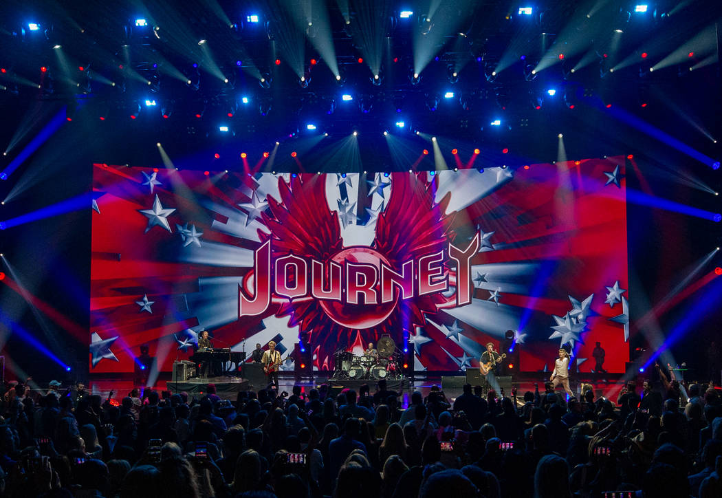 The Colosseum at Caesars Palace's new LED screen is shown on opening night of the band's reside ...