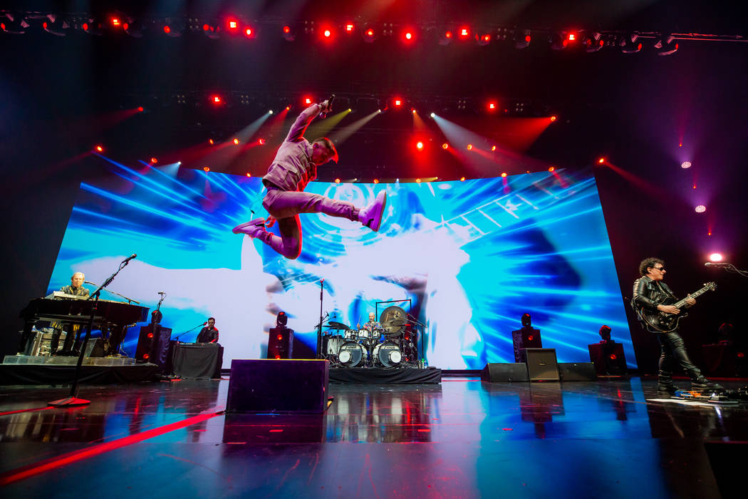 Arnel Pineda is shown on opening night of Journey's residency at the Colosseum at Caesars Palac ...