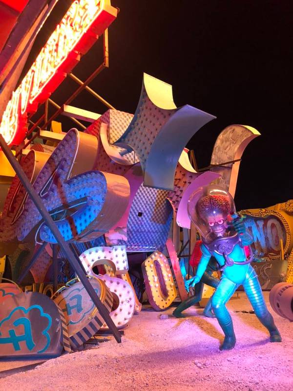 Martians from "Mars Attacks!" at “Lost Vegas: Tim Burton @ The Neon Museum presented by the E ...